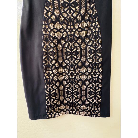 DressBarn Collection Black Lace Front Sheath Dress Short Sleeve Size 16 - Picture 6 of 9
